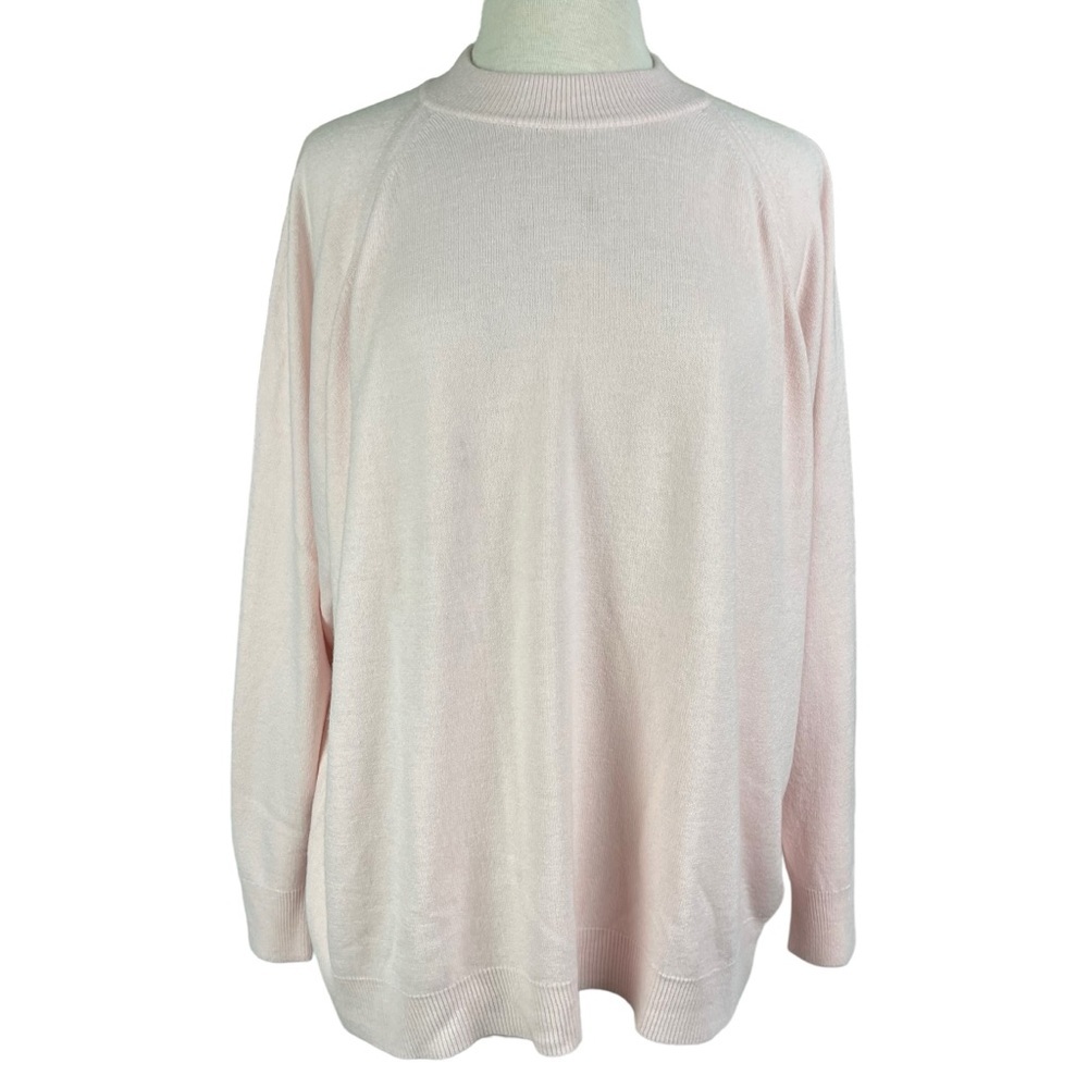 Hampshire Studio Pink Long Sleeve Soft Fine Knit Acrylic Sweater Womens Size 3X‎